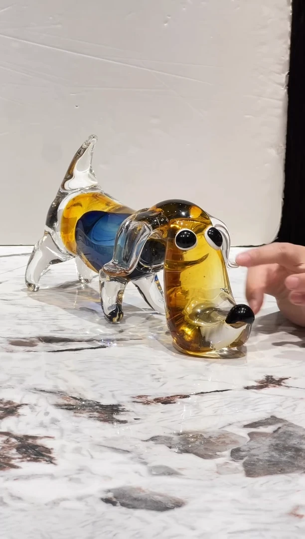 可爱狗狗琉璃摆件