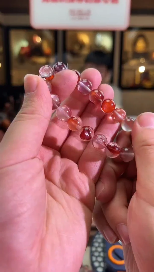 未镶嵌手链水晶11mm+全净花瓣红胶花（多样性发一）