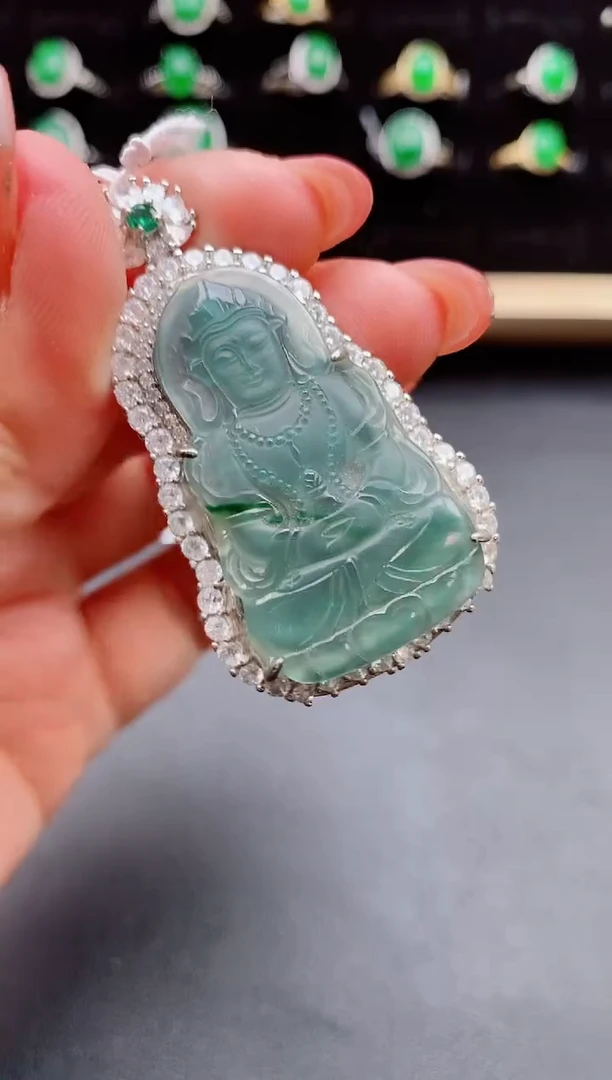 【闪购商品】翡翠吊坠(赠链)银S925镶嵌5000