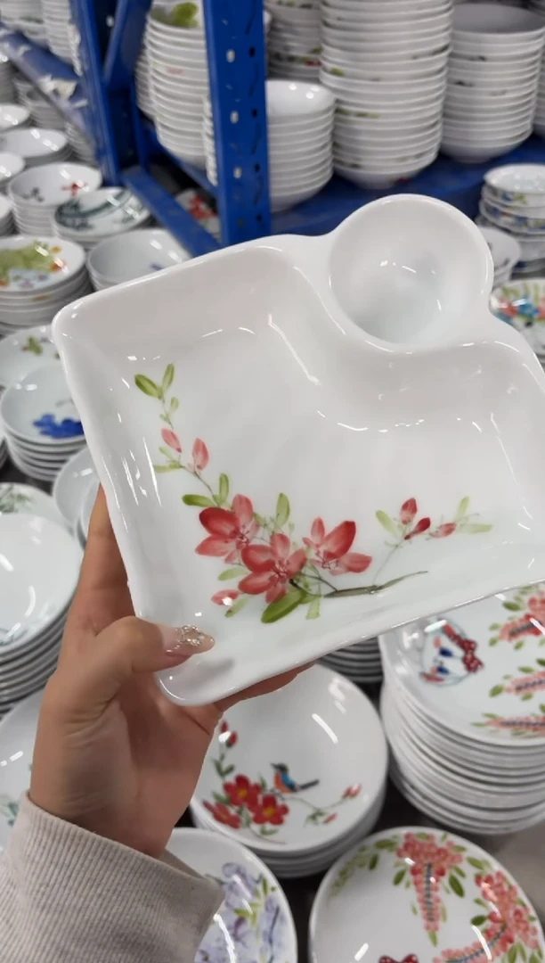 瓷片景德镇高温陶瓷食品级手绘釉中彩-饺子盘