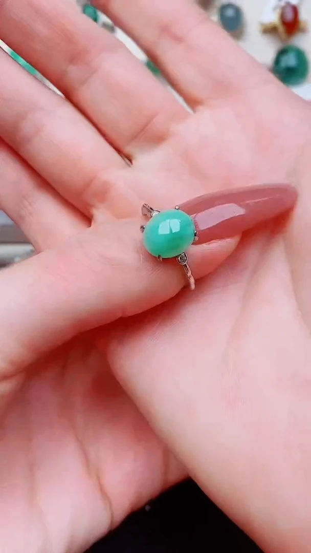 银S925镶嵌戒指翡翠凤**喃...