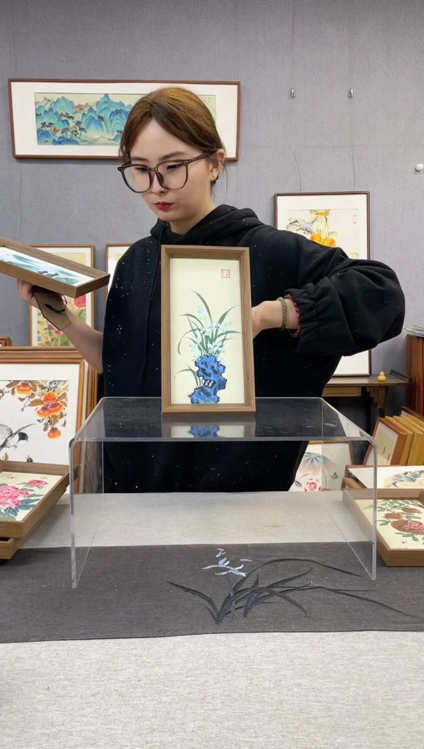 【闪购商品】国画手写手绘带框作品-16*29-兰花