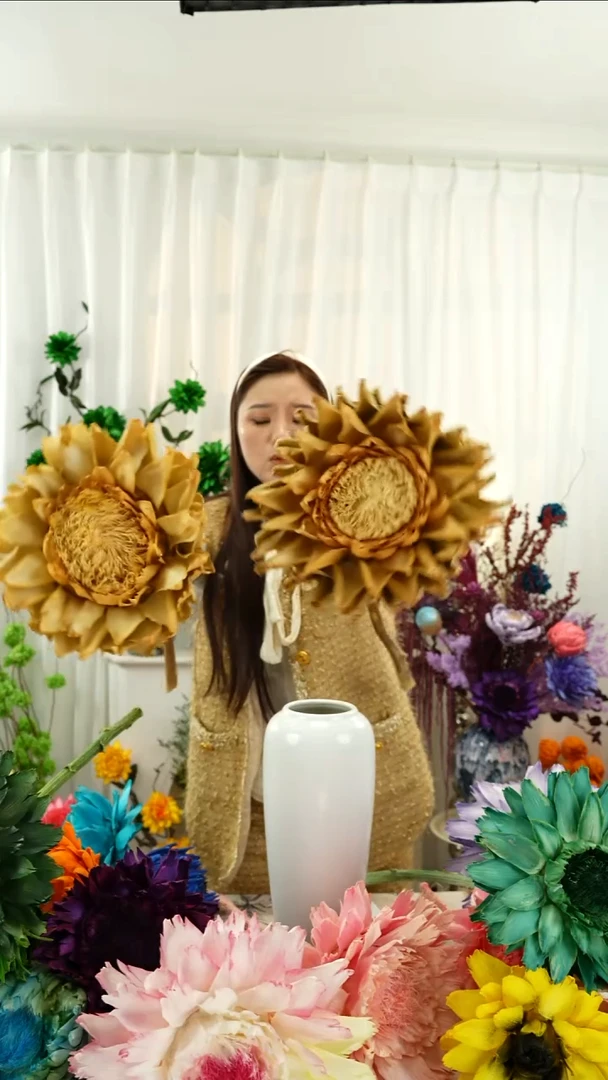 永生花 霸王花 2个头叶片有伤【香槟色】A17