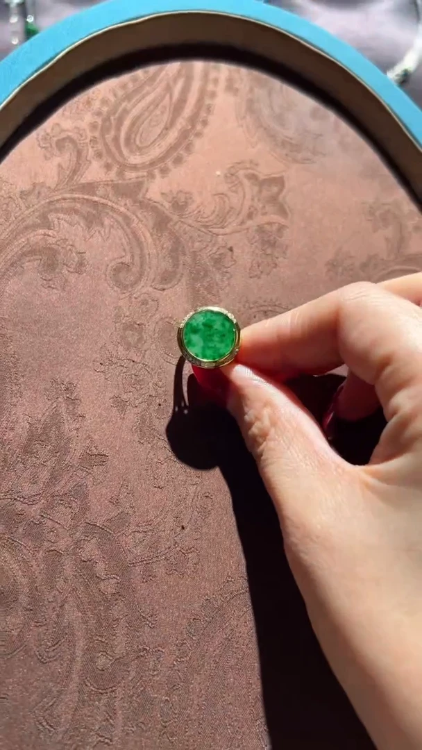 【闪购商品】翡翠戒指银S925镀金镶嵌红翡绿翠16号