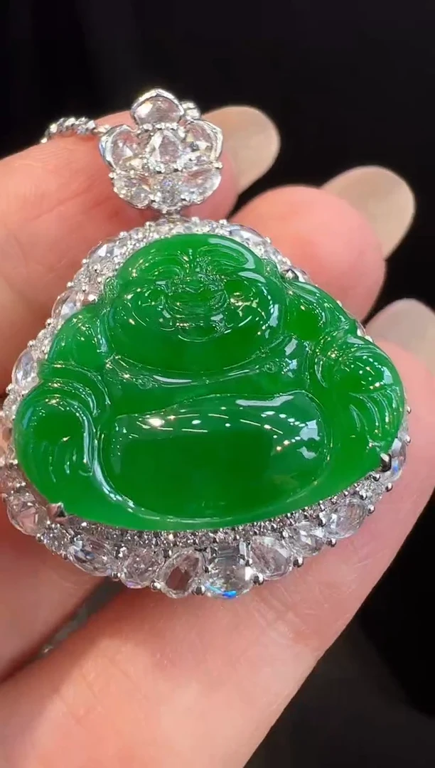 吊坠(不含链)18K金镶嵌翡翠吊坠