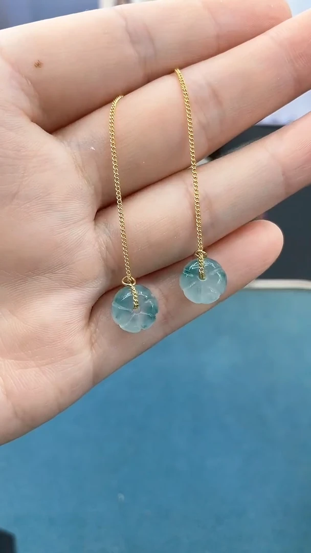 软玉14K金镶嵌耳饰10mm*小南瓜耳线