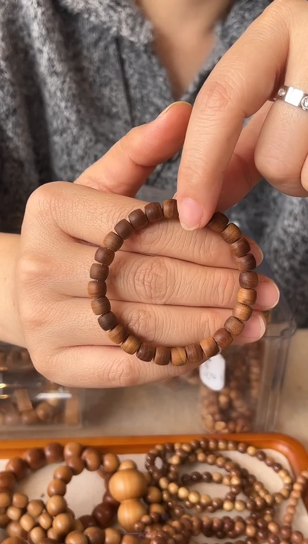 檀香木手串/手链迈索尔老山檀6*7黑肉横纹精工直切单圈