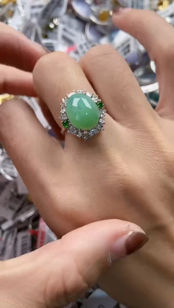 银S925镶嵌戒指翡翠111--------1