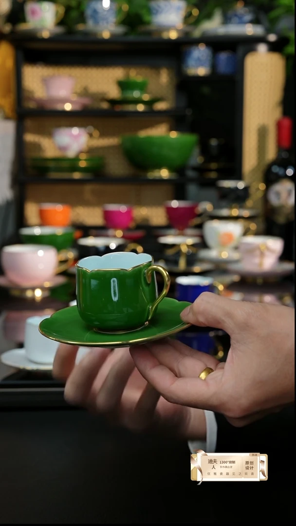 手工翡翠绿浓缩咖啡杯