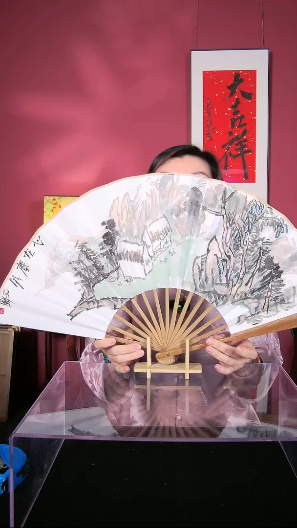 国画杜大江折扇作品