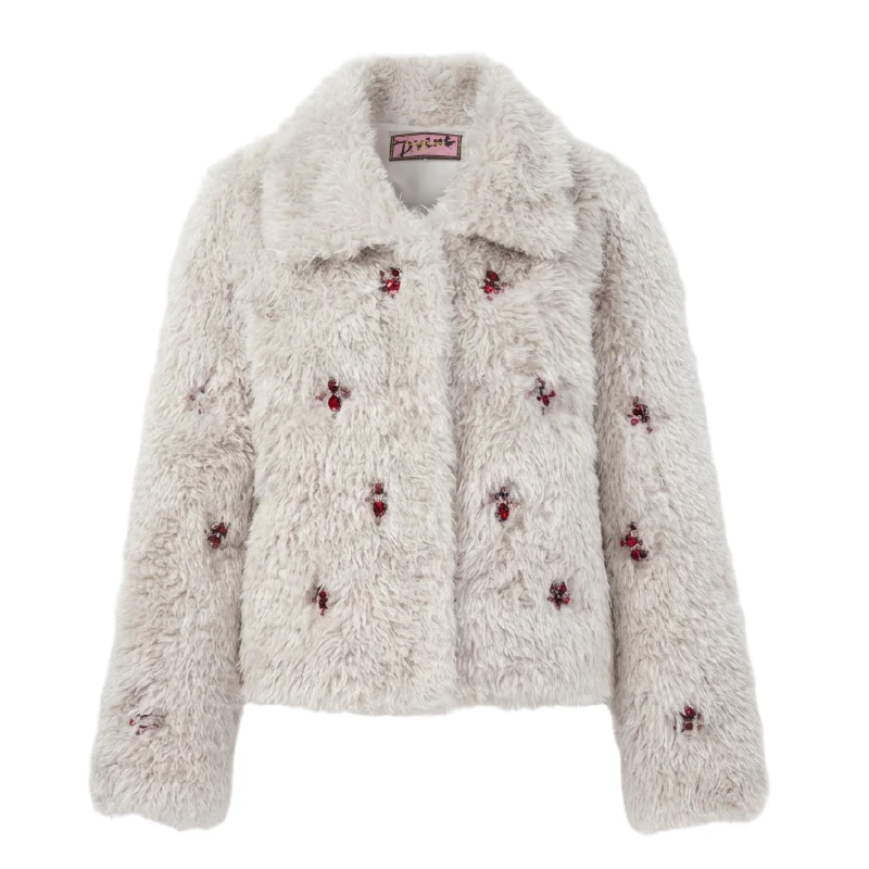 【今日上新】LC钻饰毛毛一体外套，浅灰P6AD10112004