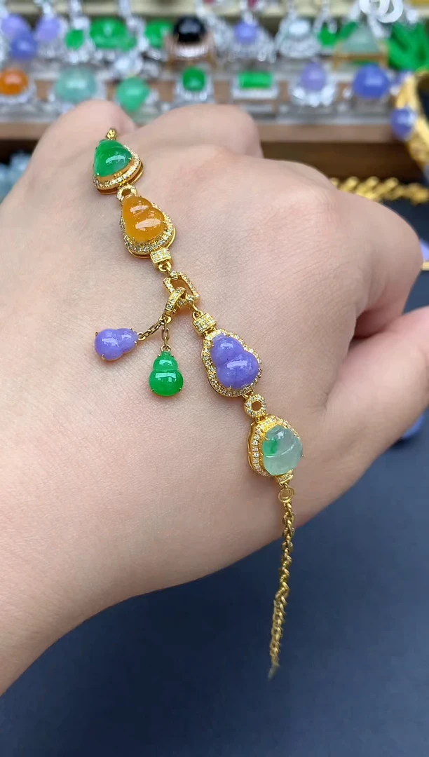 18K金镶嵌手链翡翠655-春日珠宝