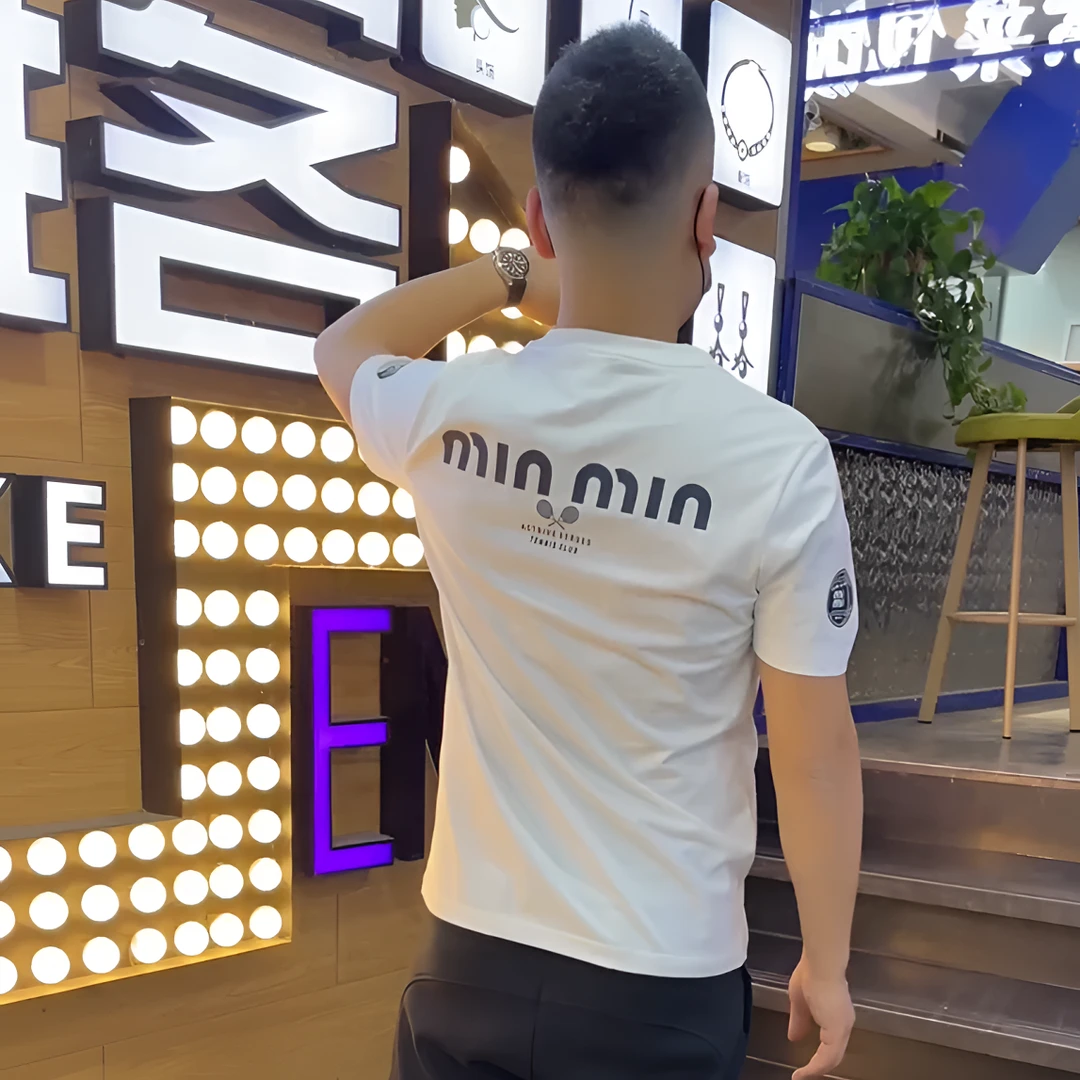 夏季潮牌徽章字母印花纯棉t恤潮流圆领宽松男士短袖t恤