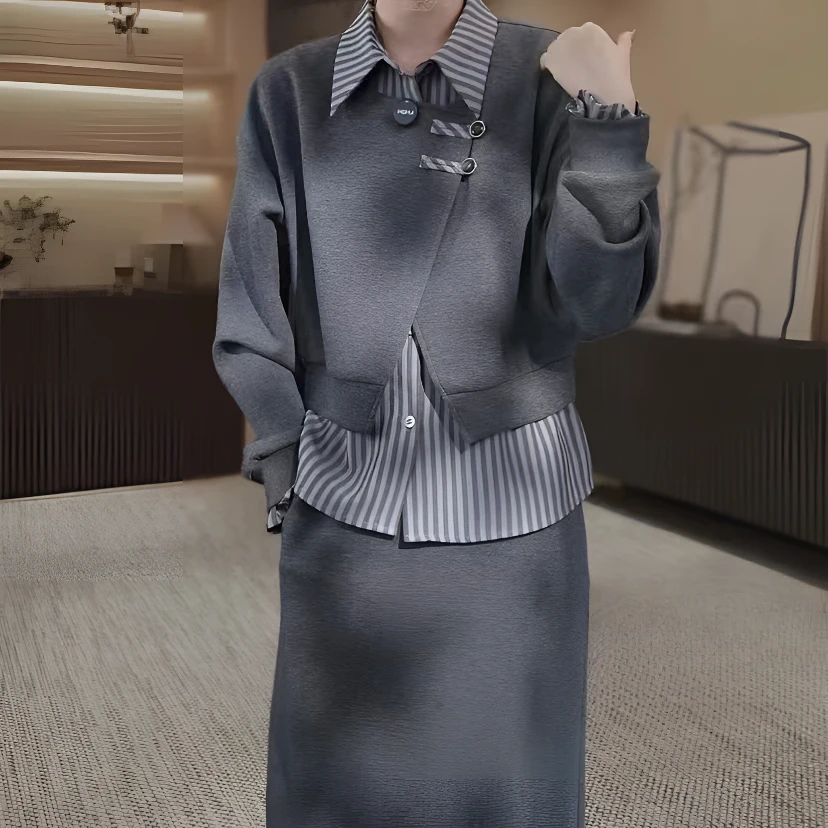 四美推荐 401-499款号  秋款时尚短款两件套装