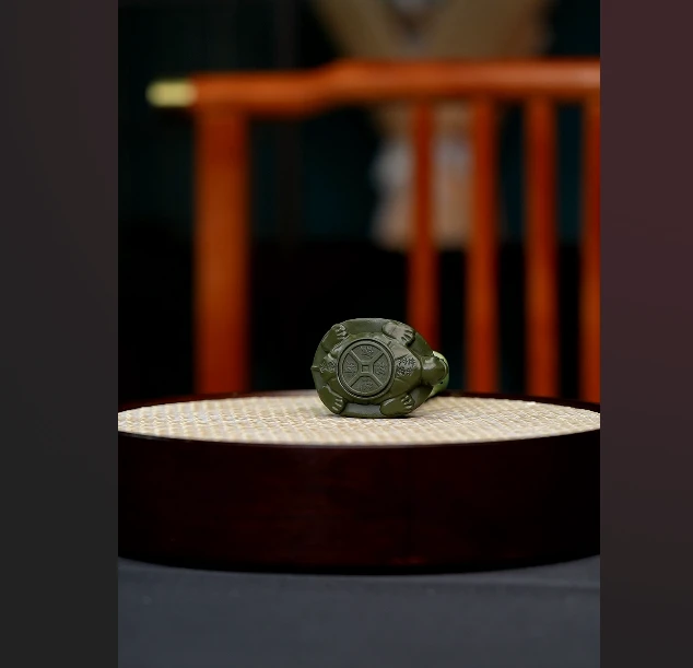 宜兴原矿绿泥金钱龟茶宠