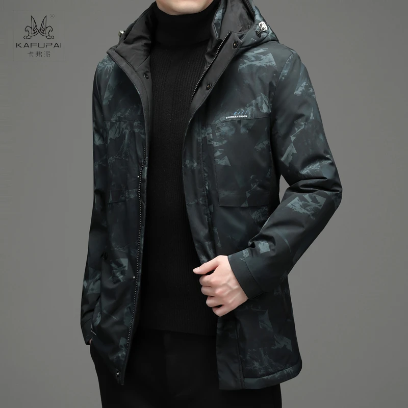 卡弗派男士轻奢迷彩/连帽羽绒服外套2085