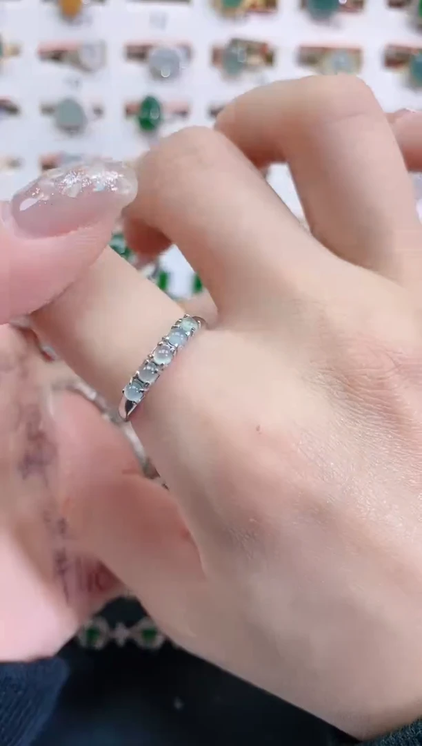 银S925镶嵌戒指翡翠天然翡翠