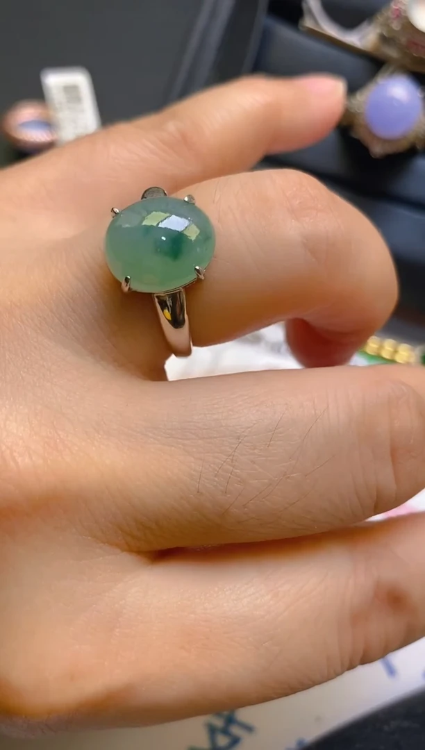 【闪购商品】翡翠耳饰银S925镶嵌天然A货翡翠1