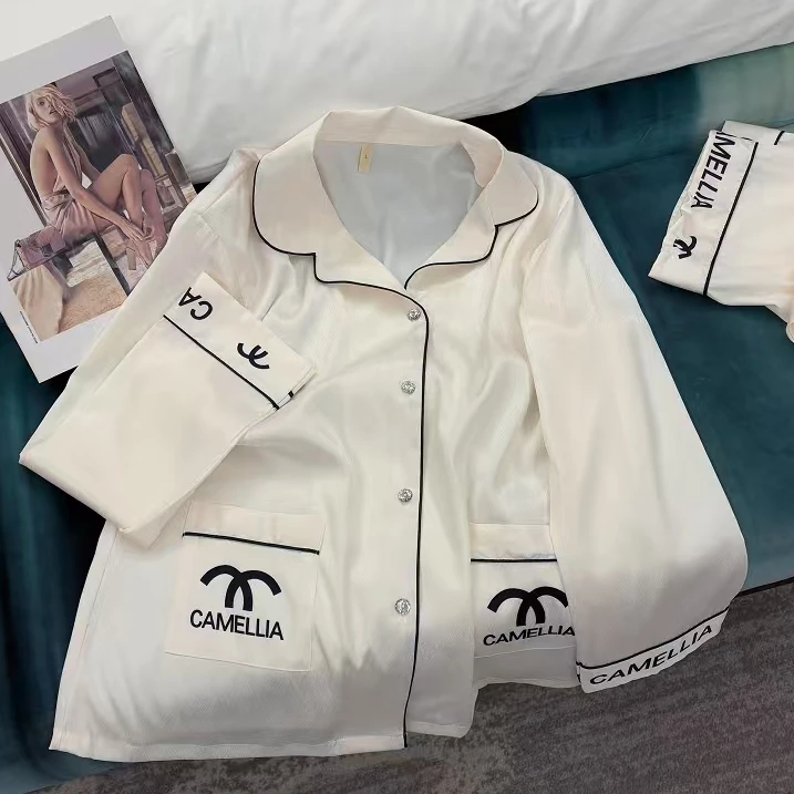【大妮专属】春秋小香风高级感冰丝长袖家居服套装