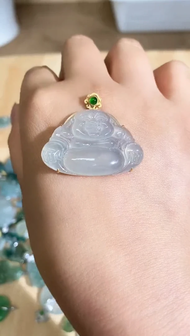 翡翠18K金镶嵌颈饰250605196