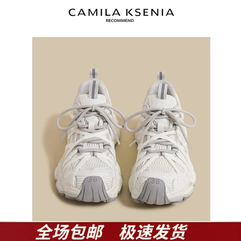 官网小c&k旗舰店2025新款女秋季白色增高运动鞋百搭透气休闲鞋