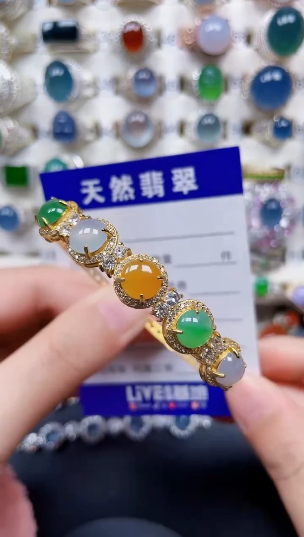 银S925镶嵌手镯翡翠210