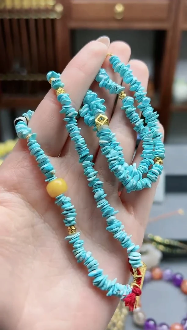 【闪购商品】绿松石颈饰未镶嵌松石随型长串*1 TS