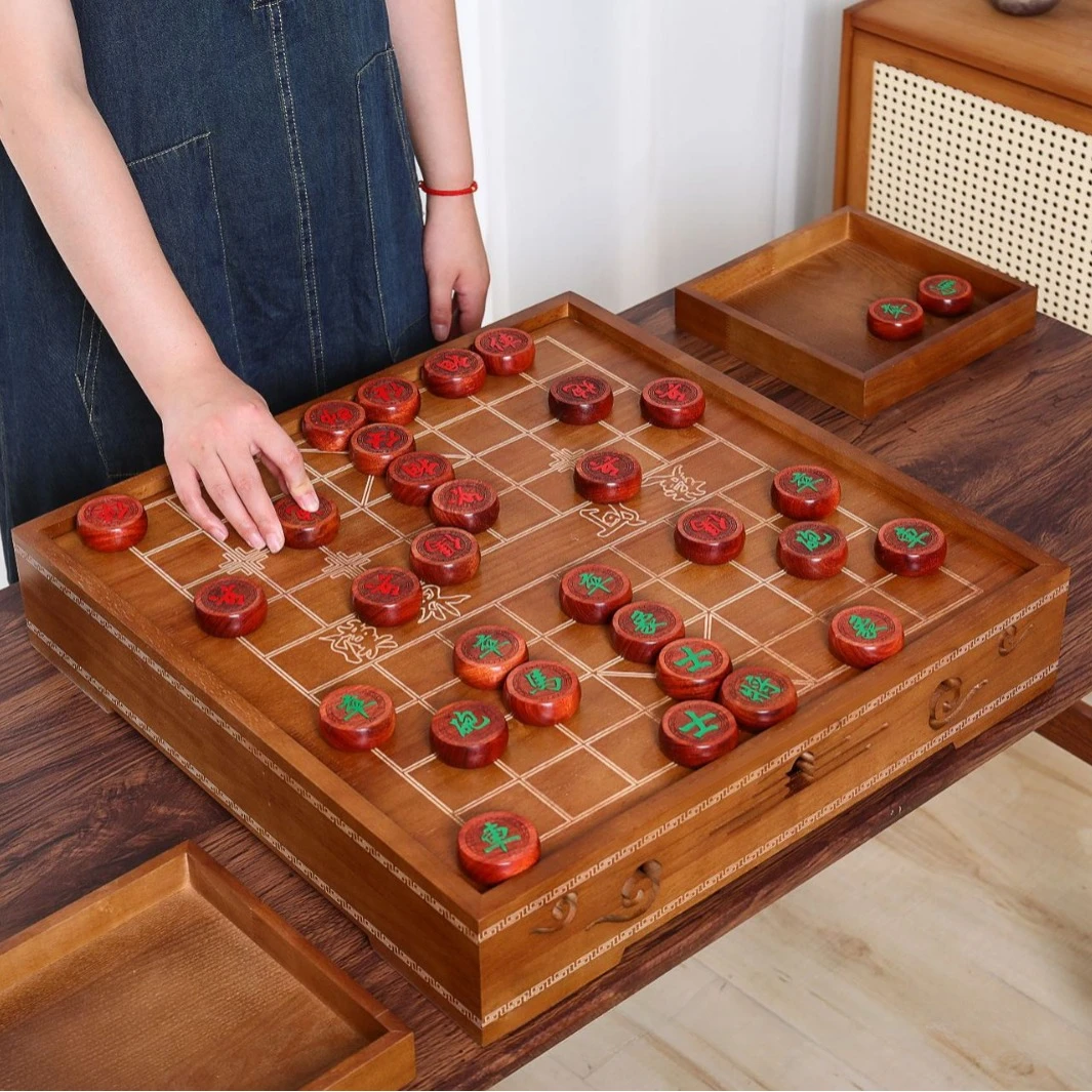 50#实木棋盘棋墩象棋围棋多合一木质象棋盘送长辈