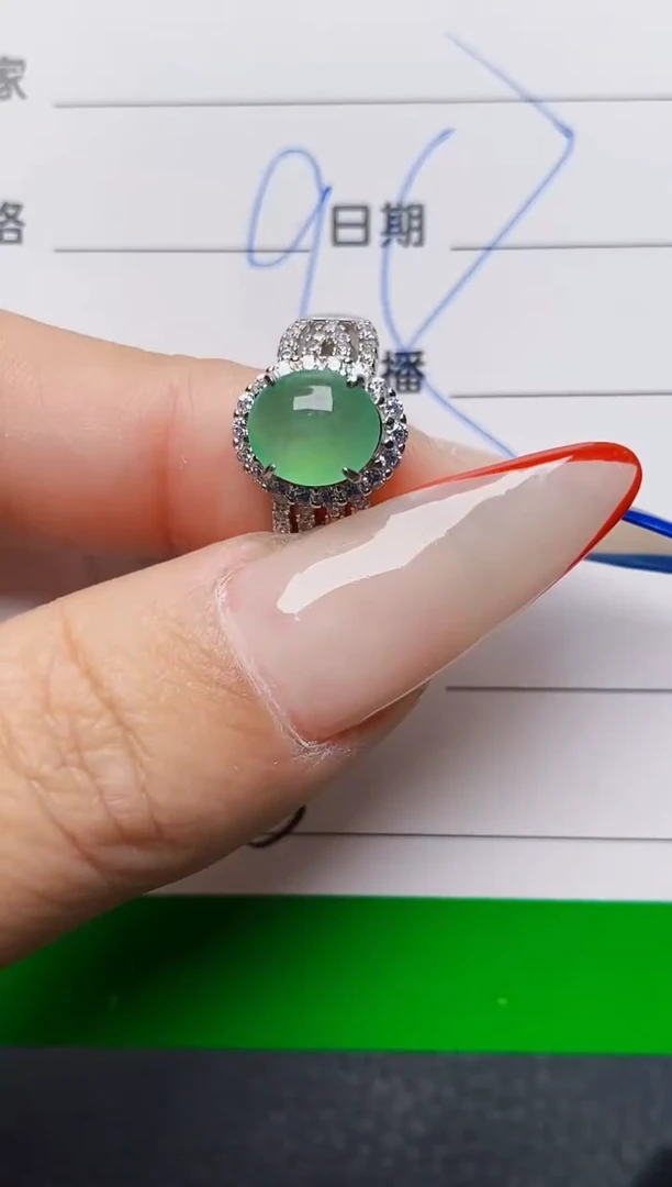 银S925镶嵌戒指翡翠1363