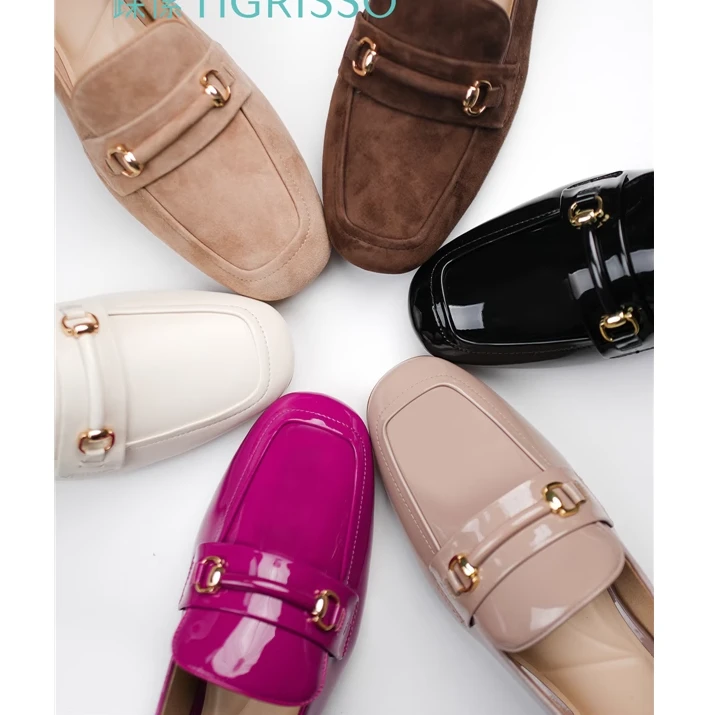 蹀愫【绯闻女孩】低跟平底火龙果色开车乐福鞋TA54186-11