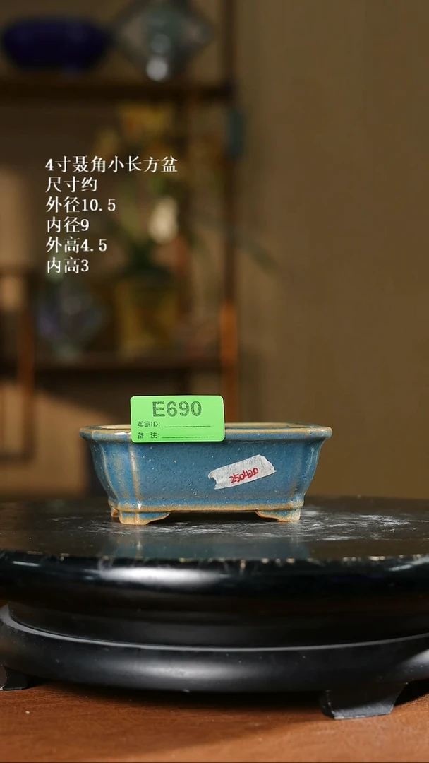 4寸聂角小长方盆   猪毛孔690