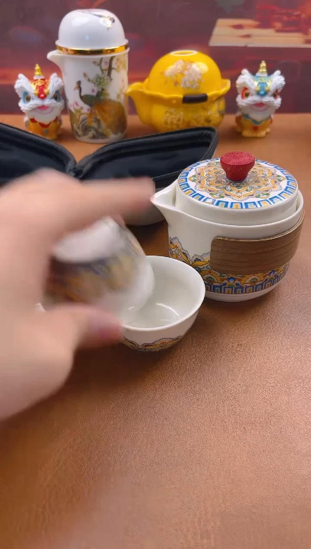 陶瓷茶具摆件旅行套组