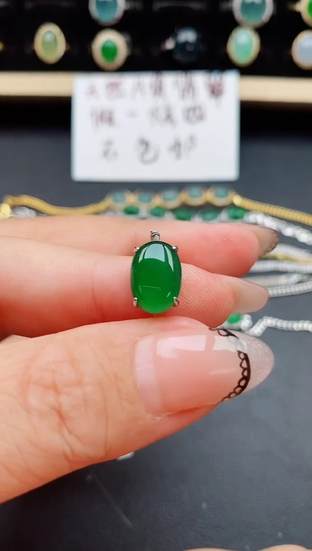 翡翠戒指银S925镶嵌58500