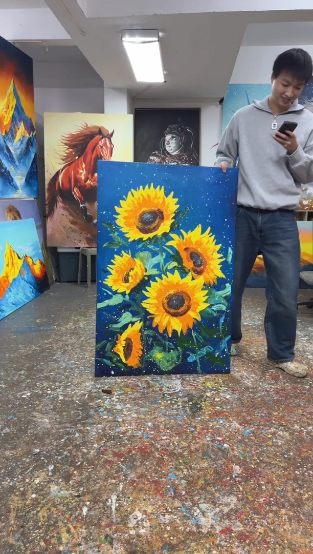 丙烯画?**达大树老师向日葵不加框