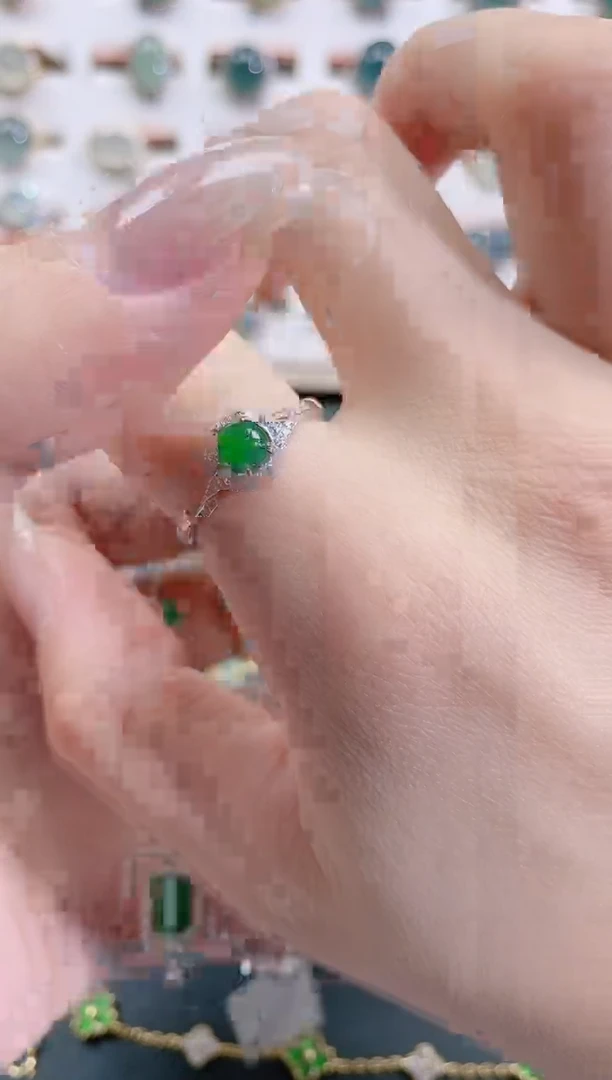 银S925镶嵌戒指翡翠天然翡翠