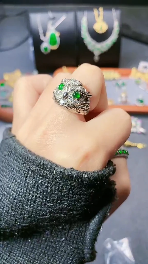 【闪购商品】翡翠戒指银S925镶嵌戒指