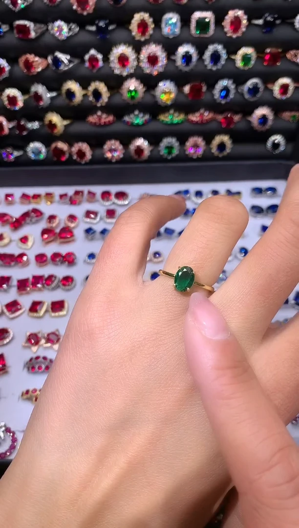 【闪购商品】透辉石戒指银S925镶嵌68金