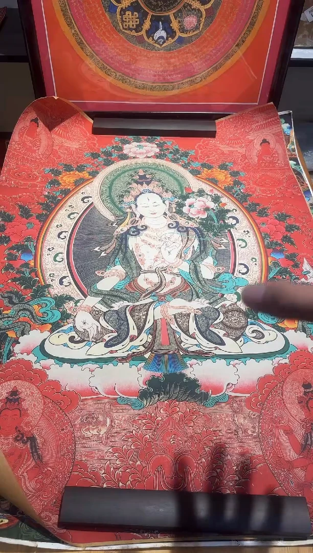 装裱画老唐卡 白度母