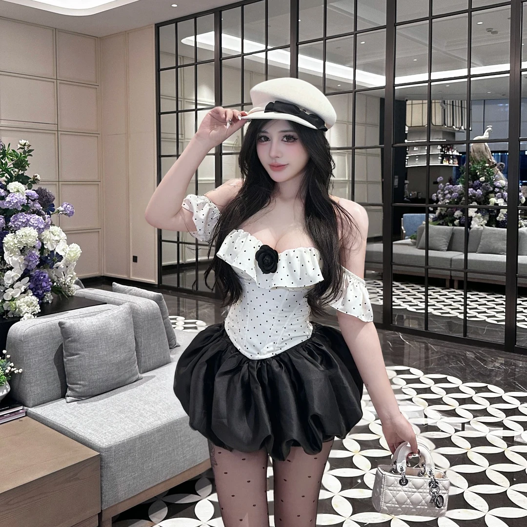 【波点千金】气质纯欲千金显瘦吊带荷叶边法式修身漂亮出片衣服