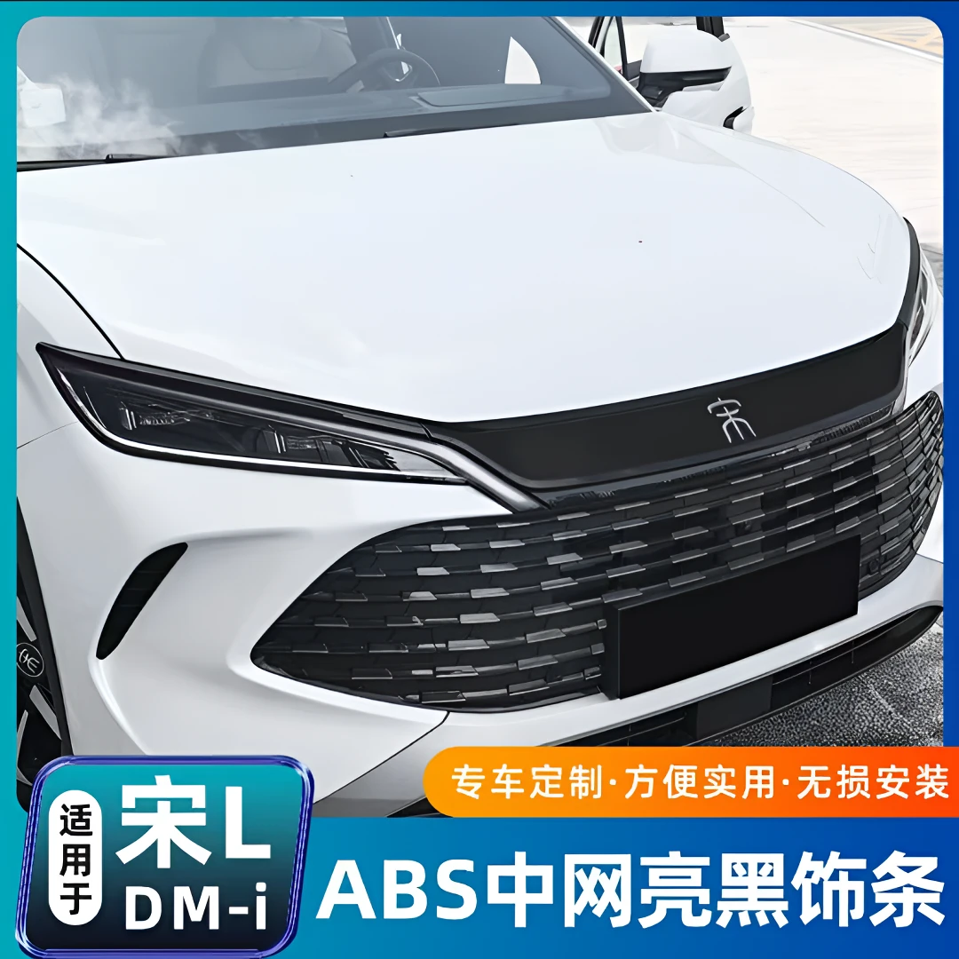 比亚迪宋LDMI专用中网黑化饰条黑武士外观机盖亮黑碳纤纹装饰改装