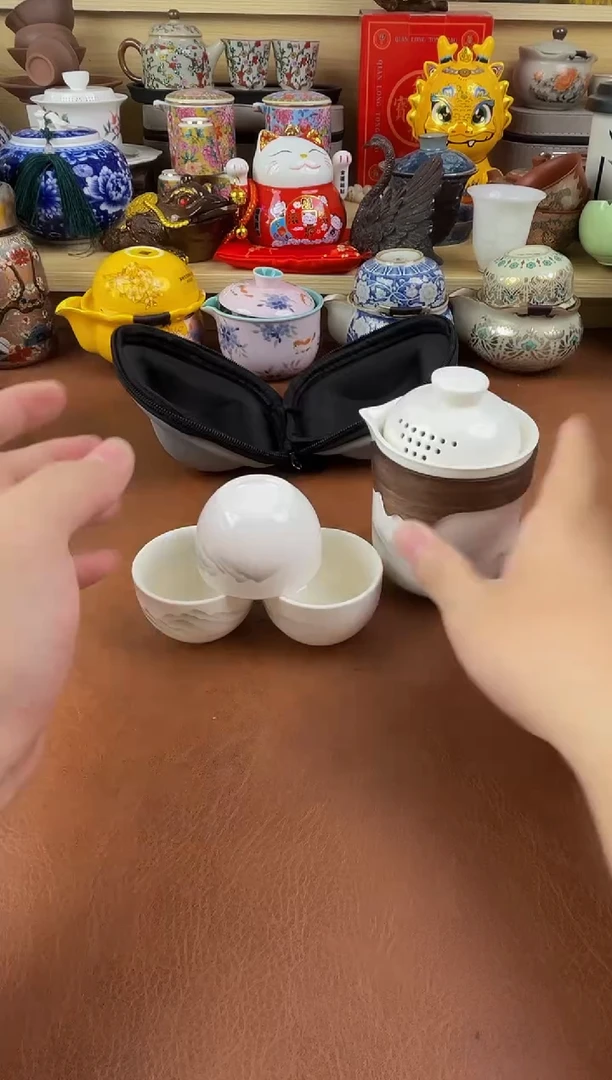 陶瓷茶具摆件旅行套组