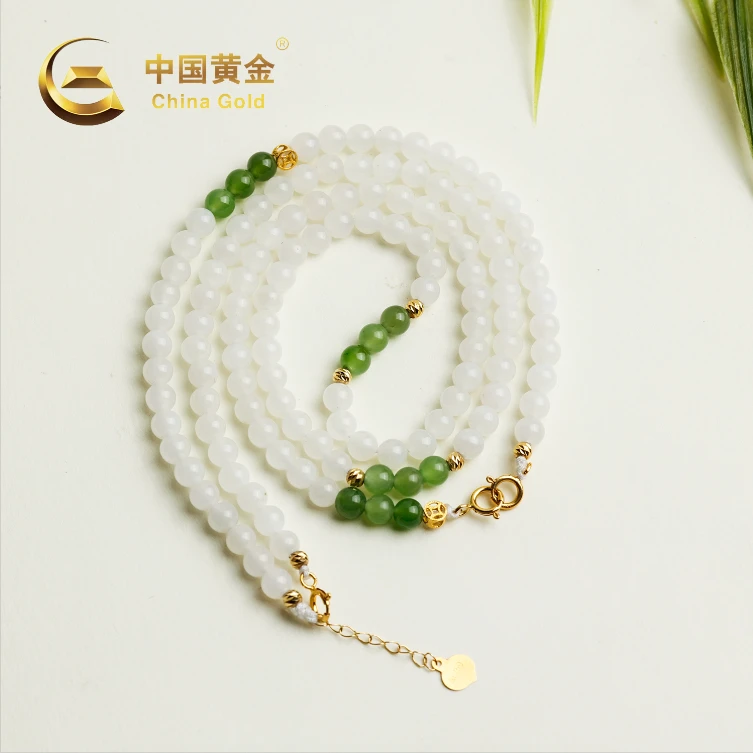 【中国黄金】18k金和田玉白玉百搭项链-X2040-【北】