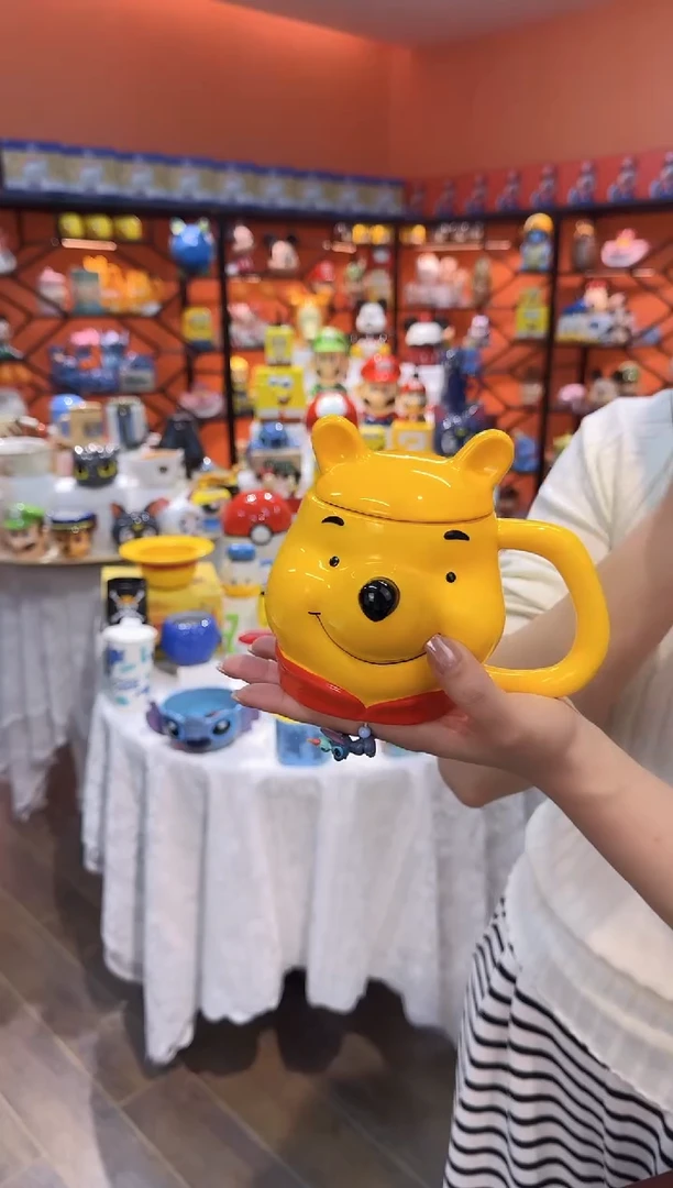 瓷片@@陶瓷杯维尼熊盖杯