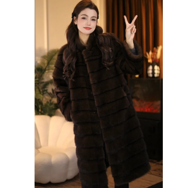 【迪拉呀】2025年云朵长款毛毛外套常规款加厚保暖衣长105厘米85014