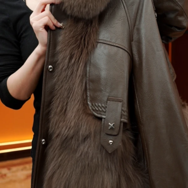 HH--2025新款高端大气麦穗款咖色皮衣