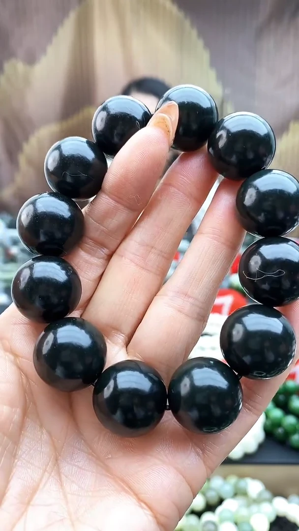 未镶嵌手串和田玉黑青20