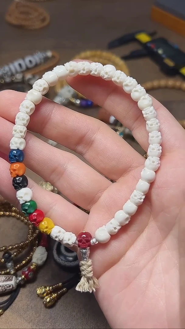 鹿骨手串/手链思**峰七彩半鄂骷髅手持