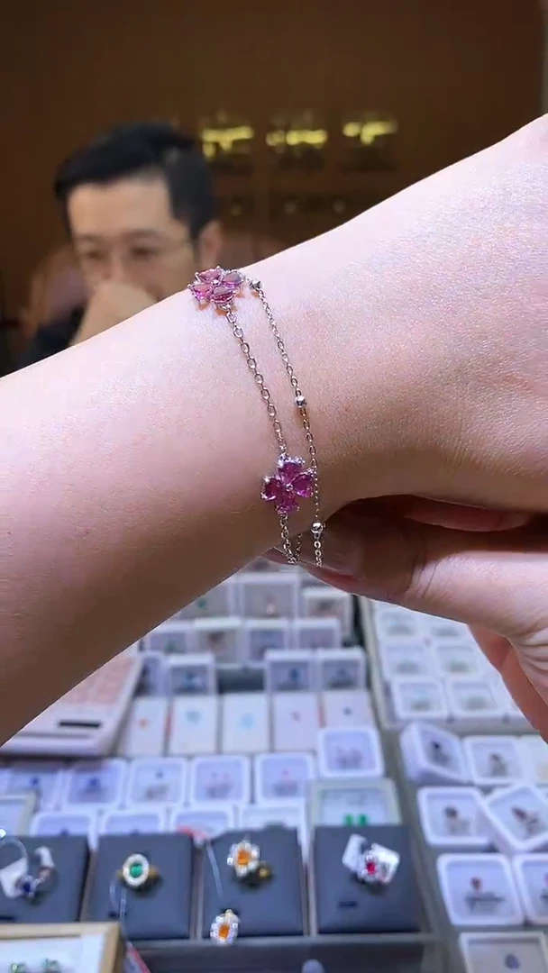 银S925镶嵌手链碧玺天然碧玺手链