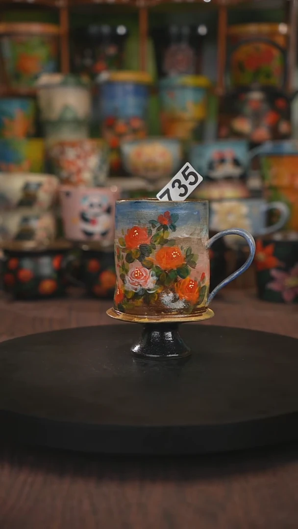 紫砂油画手绘釉下彩735