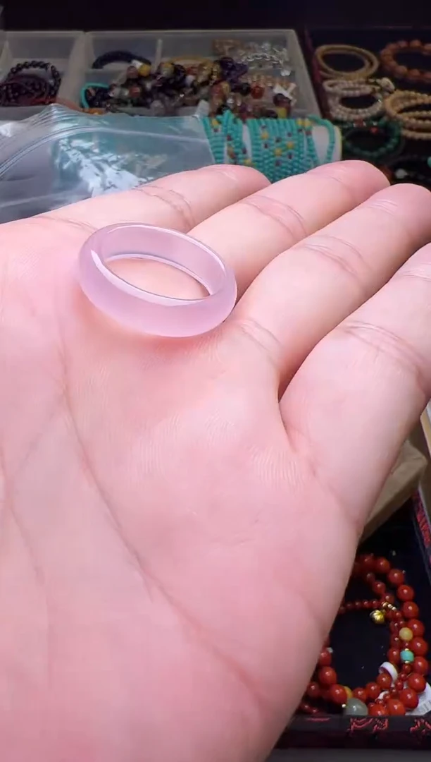 玛瑙/玉髓戒指未镶嵌粉玛瑙戒圈